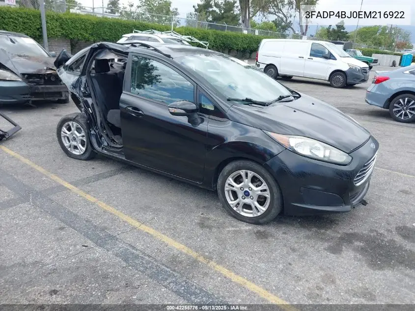 2014 Ford Fiesta Se VIN: 3FADP4BJ0EM216922 Lot: 42255776