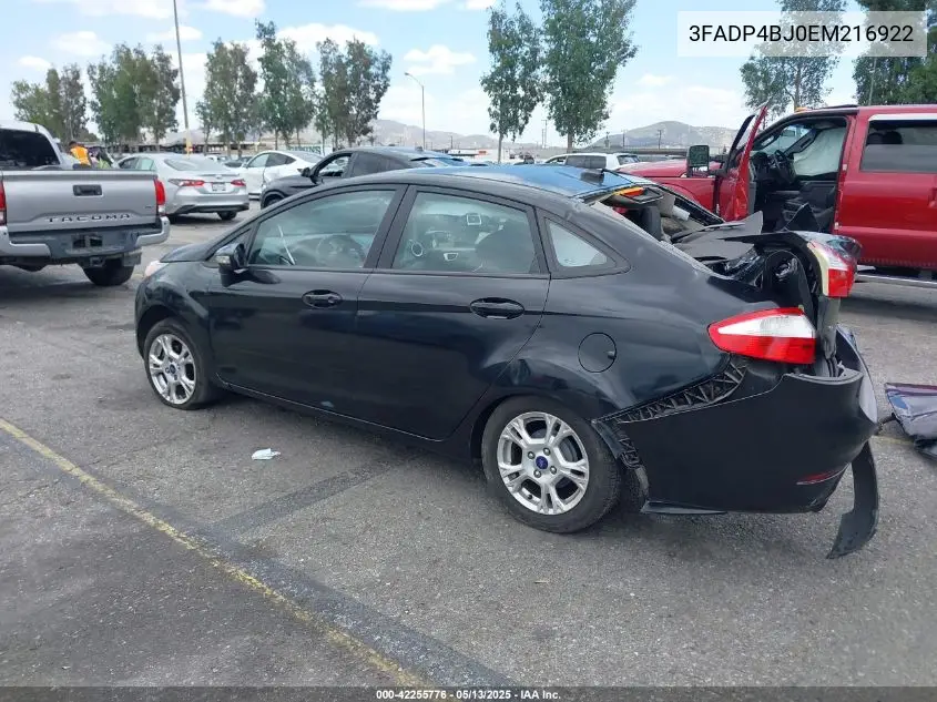 2014 Ford Fiesta Se VIN: 3FADP4BJ0EM216922 Lot: 42255776