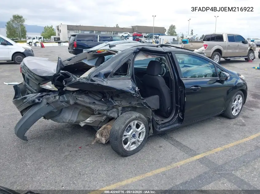 2014 Ford Fiesta Se VIN: 3FADP4BJ0EM216922 Lot: 42255776