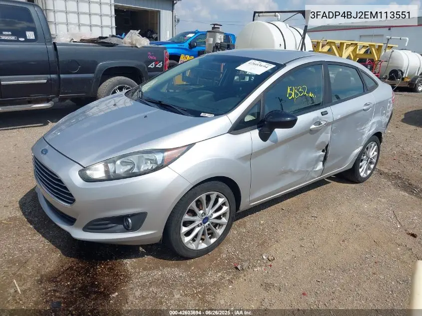 2014 Ford Fiesta Se VIN: 3FADP4BJ2EM113551 Lot: 42603694