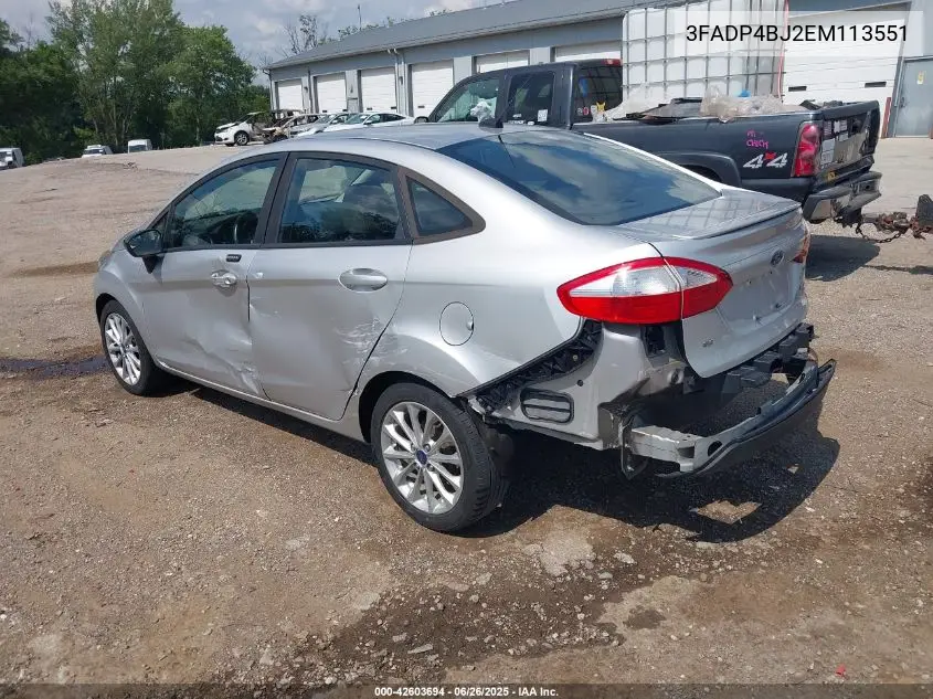 2014 Ford Fiesta Se VIN: 3FADP4BJ2EM113551 Lot: 42603694