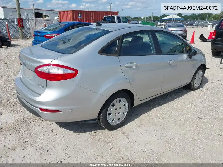 2014 Ford Fiesta S VIN: 3FADP4AJ9EM240072 Lot: 42612194