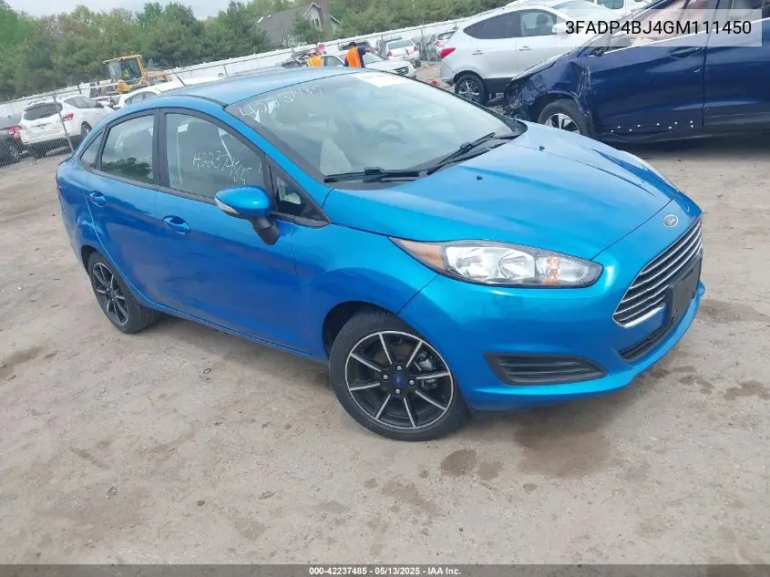 2016 Ford Fiesta Se VIN: 3FADP4BJ4GM111450 Lot: 42237485