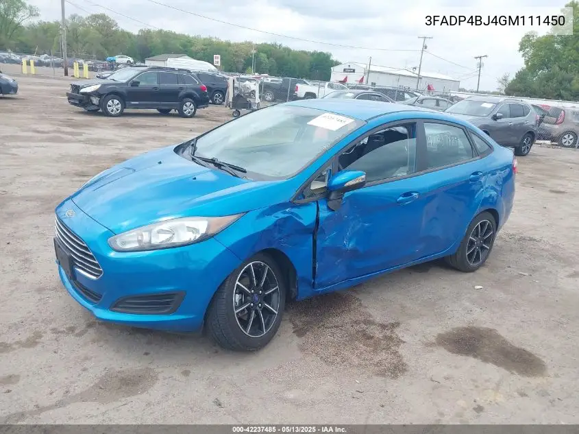 2016 Ford Fiesta Se VIN: 3FADP4BJ4GM111450 Lot: 42237485