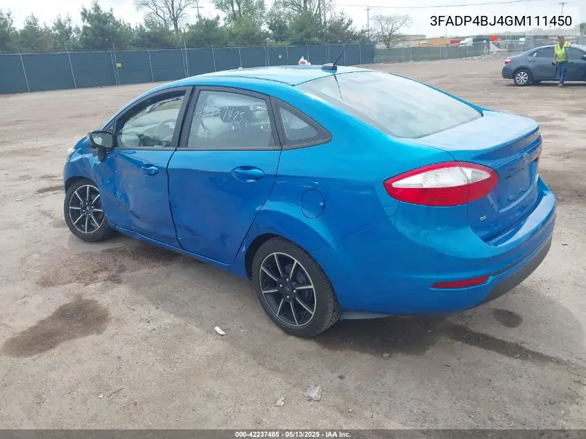 2016 Ford Fiesta Se VIN: 3FADP4BJ4GM111450 Lot: 42237485