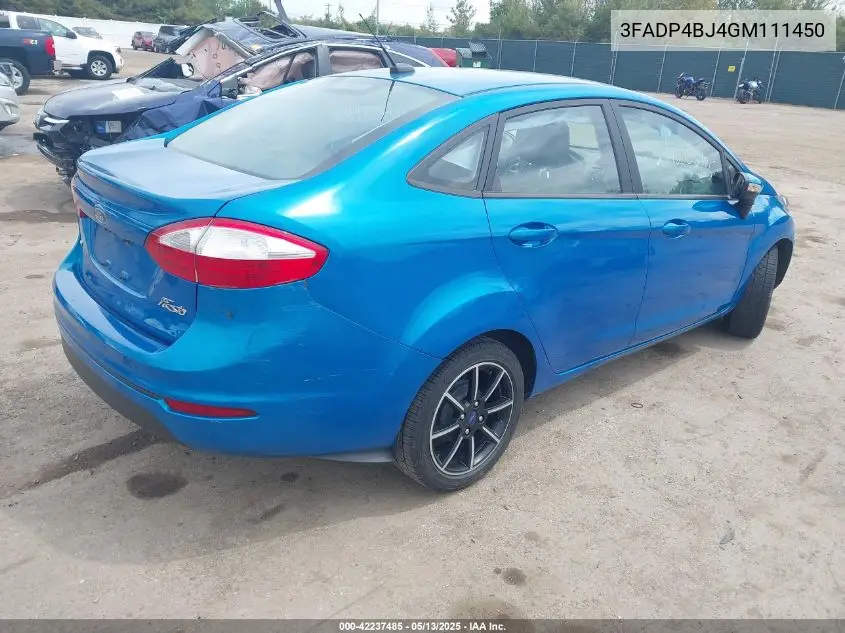 2016 Ford Fiesta Se VIN: 3FADP4BJ4GM111450 Lot: 42237485