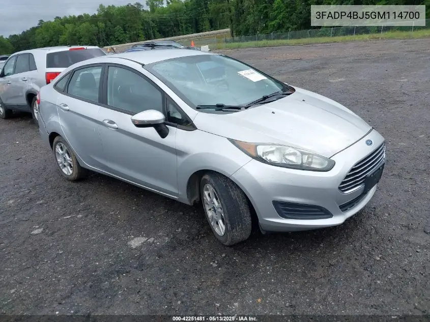 2016 Ford Fiesta Se VIN: 3FADP4BJ5GM114700 Lot: 42251481