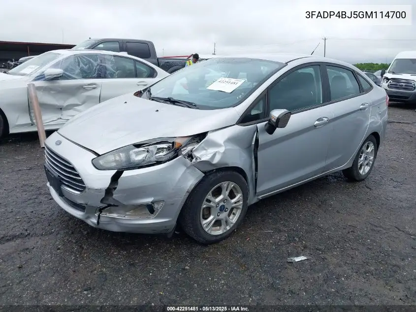 2016 Ford Fiesta Se VIN: 3FADP4BJ5GM114700 Lot: 42251481