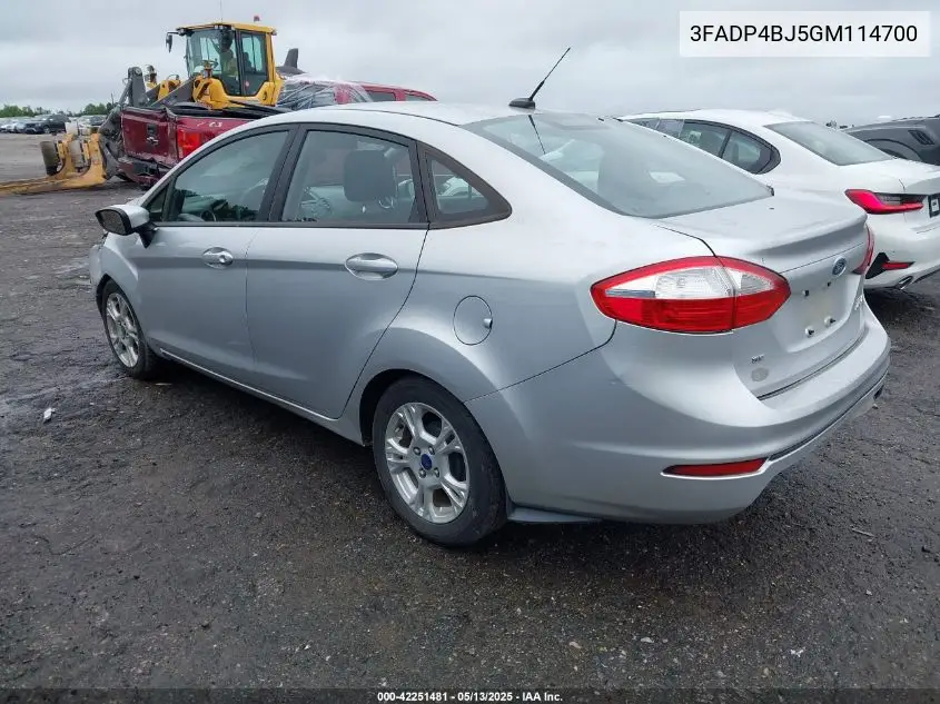 2016 Ford Fiesta Se VIN: 3FADP4BJ5GM114700 Lot: 42251481