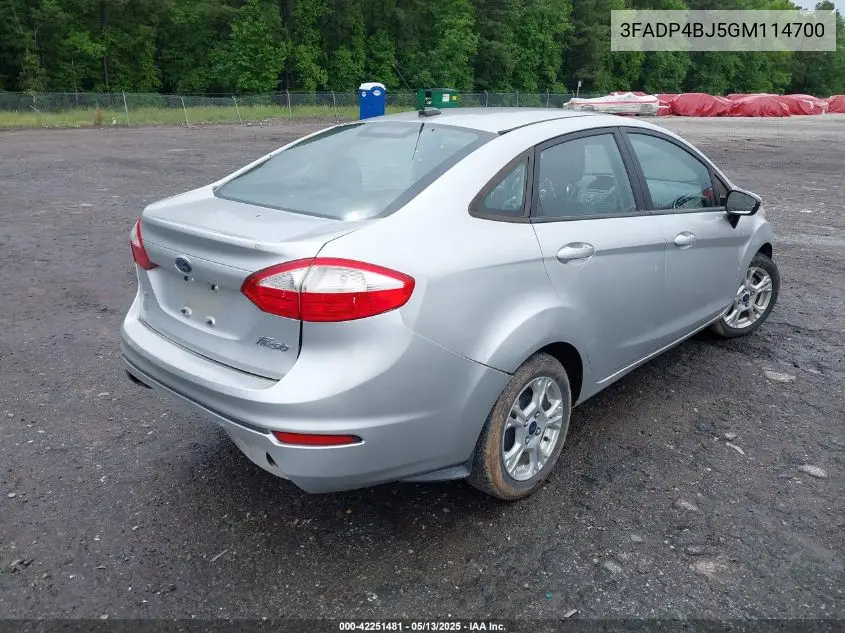 2016 Ford Fiesta Se VIN: 3FADP4BJ5GM114700 Lot: 42251481