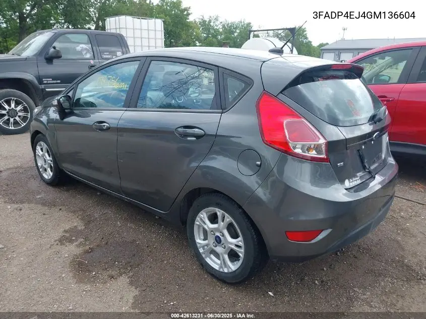 2016 Ford Fiesta Se VIN: 3FADP4EJ4GM136604 Lot: 42613231