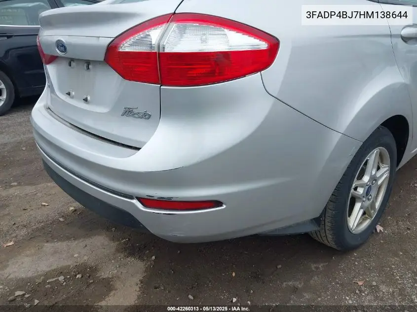 2017 Ford Fiesta Se VIN: 3FADP4BJ7HM138644 Lot: 42260313