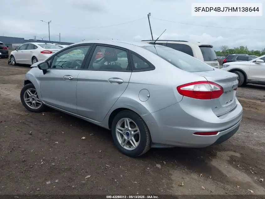 2017 Ford Fiesta Se VIN: 3FADP4BJ7HM138644 Lot: 42260313