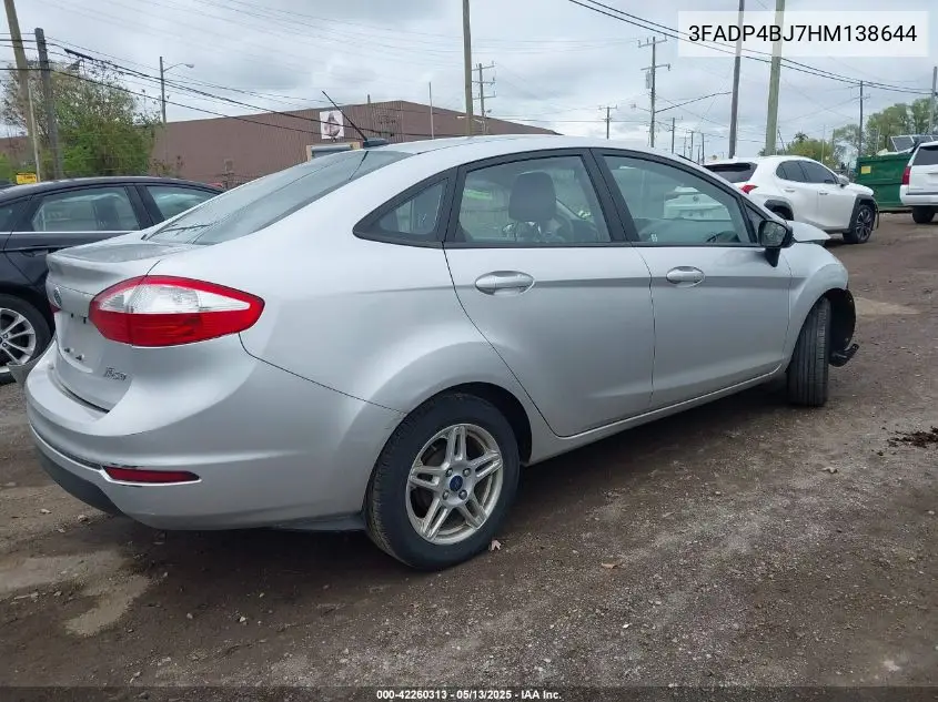 2017 Ford Fiesta Se VIN: 3FADP4BJ7HM138644 Lot: 42260313