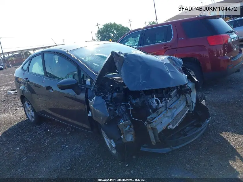 2019 Ford Fiesta Se VIN: 3FADP4BJ0KM104472 Lot: 42514901