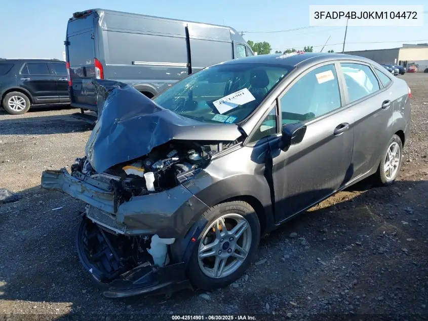 2019 Ford Fiesta Se VIN: 3FADP4BJ0KM104472 Lot: 42514901