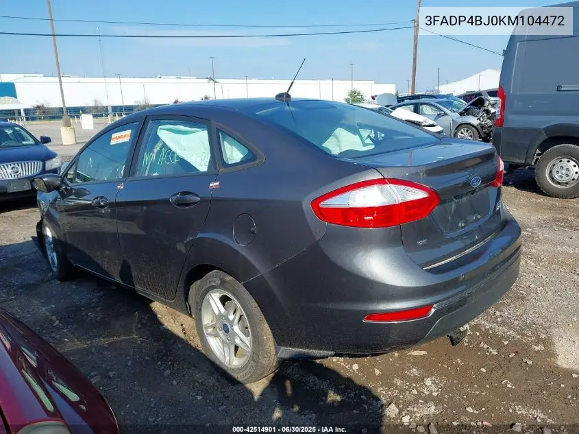2019 Ford Fiesta Se VIN: 3FADP4BJ0KM104472 Lot: 42514901