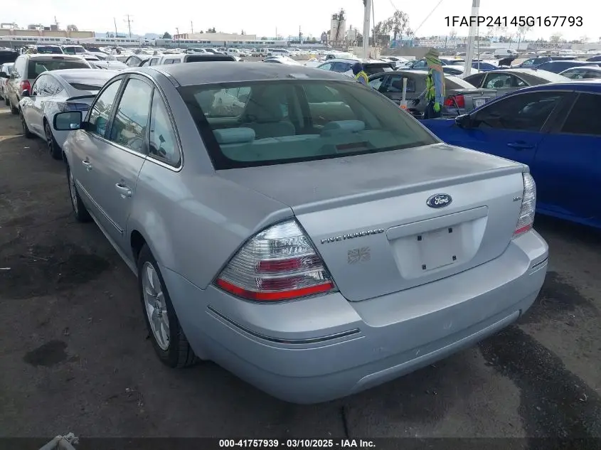 2005 Ford Five Hundred Sel VIN: 1FAFP24145G167793 Lot: 41757939