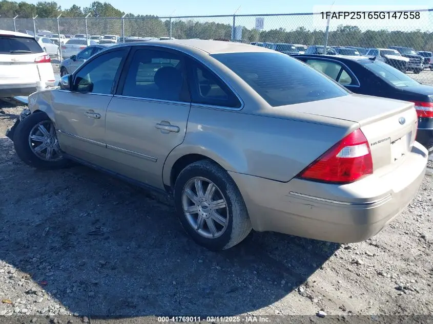 2005 Ford Five Hundred Limited VIN: 1FAFP25165G147558 Lot: 41769011