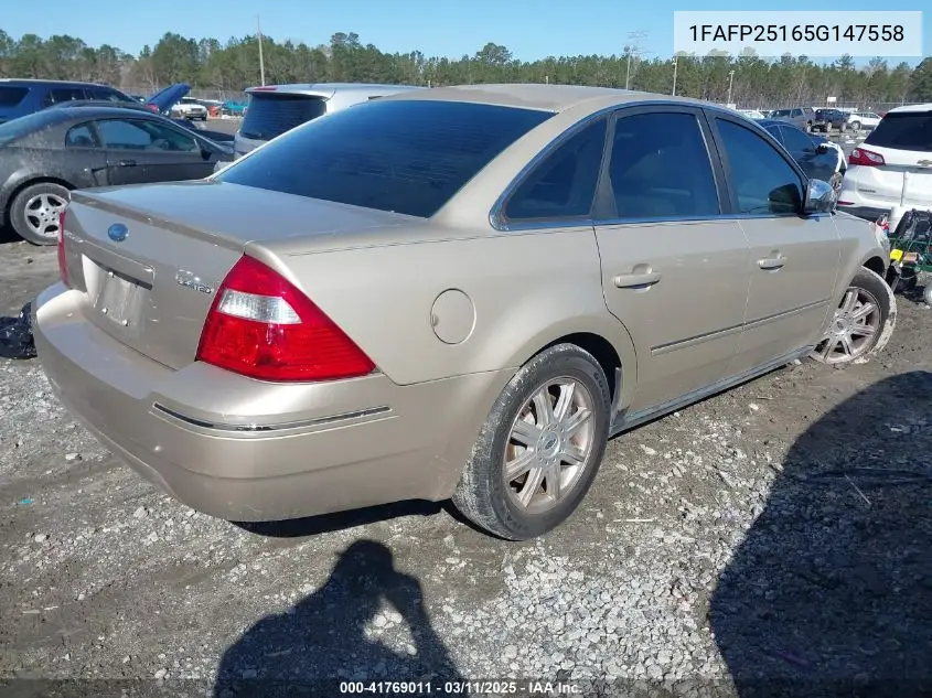 2005 Ford Five Hundred Limited VIN: 1FAFP25165G147558 Lot: 41769011