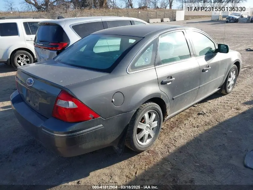 2005 Ford Five Hundred Se VIN: 1FAFP23155G136330 Lot: 41812904