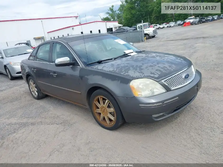 2005 Ford Five Hundred Limited VIN: 1FAFP281X5G114137 Lot: 42124350