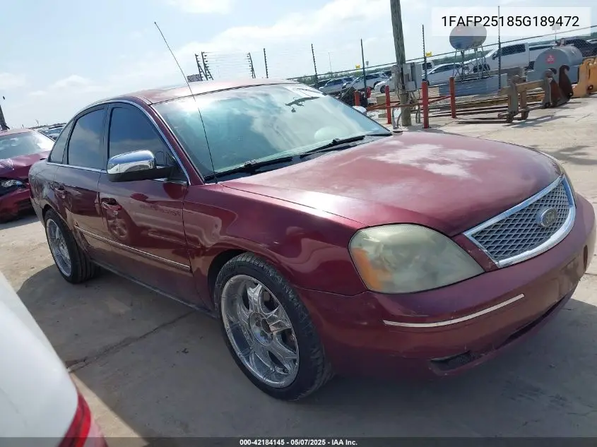 2005 Ford Five Hundred Limited VIN: 1FAFP25185G189472 Lot: 42184145