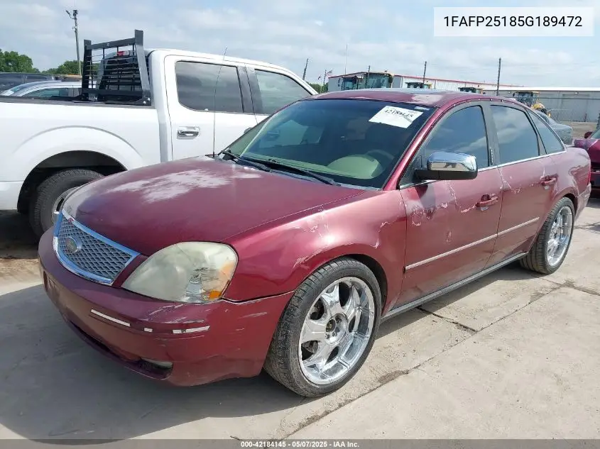 2005 Ford Five Hundred Limited VIN: 1FAFP25185G189472 Lot: 42184145