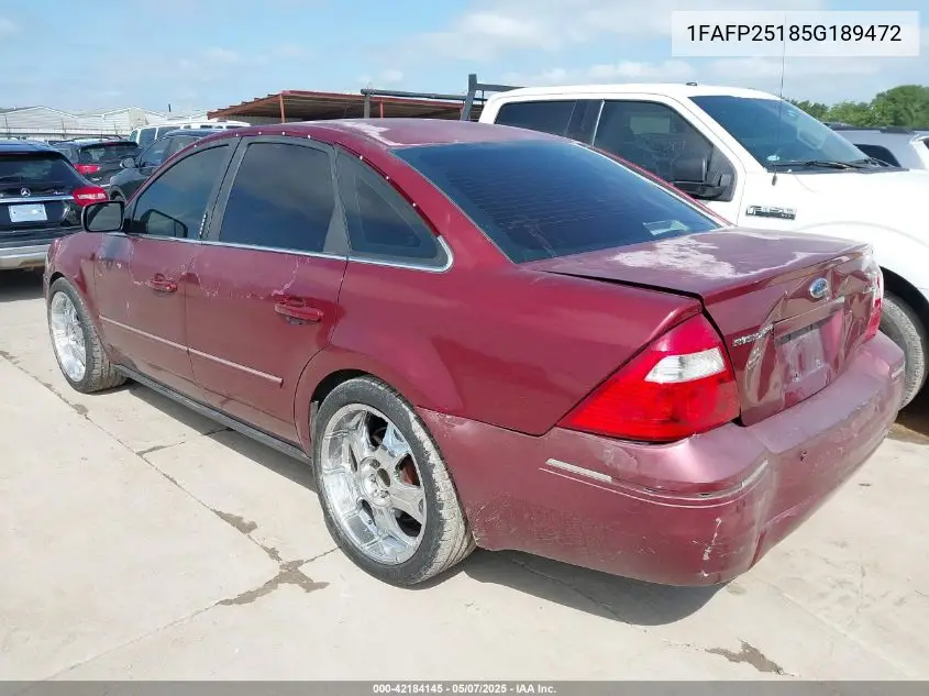 2005 Ford Five Hundred Limited VIN: 1FAFP25185G189472 Lot: 42184145