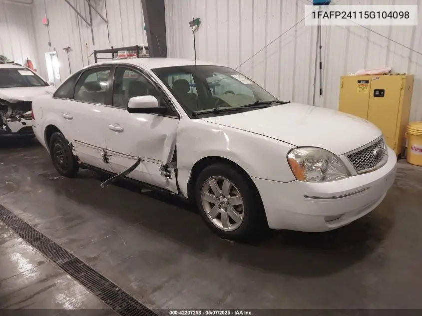 2005 Ford Five Hundred Sel VIN: 1FAFP24115G104098 Lot: 42207258