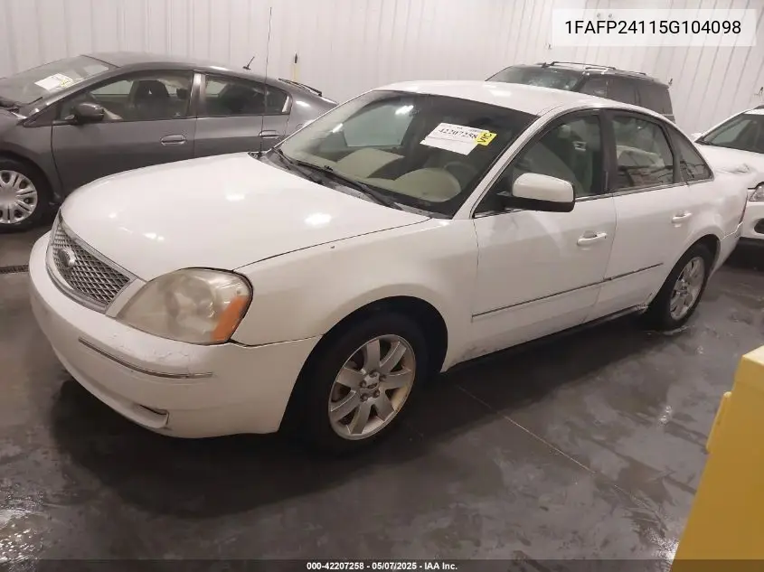 2005 Ford Five Hundred Sel VIN: 1FAFP24115G104098 Lot: 42207258