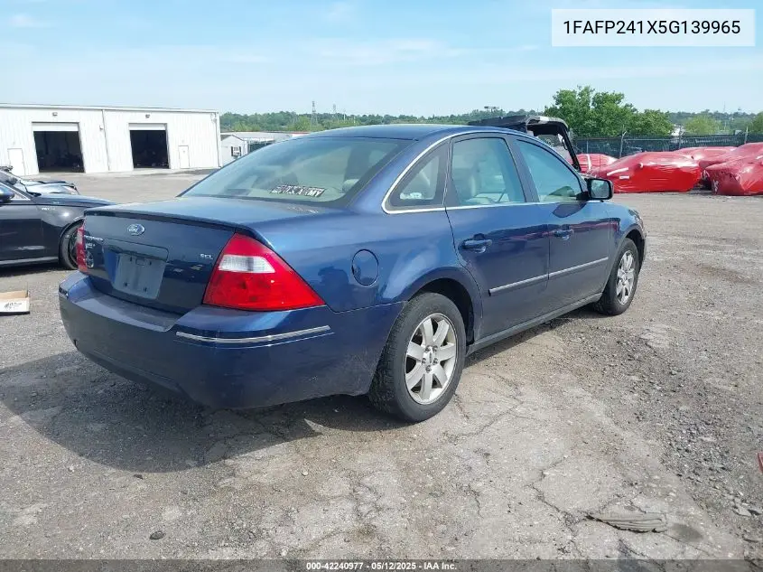 2005 Ford Five Hundred Sel VIN: 1FAFP241X5G139965 Lot: 42240977