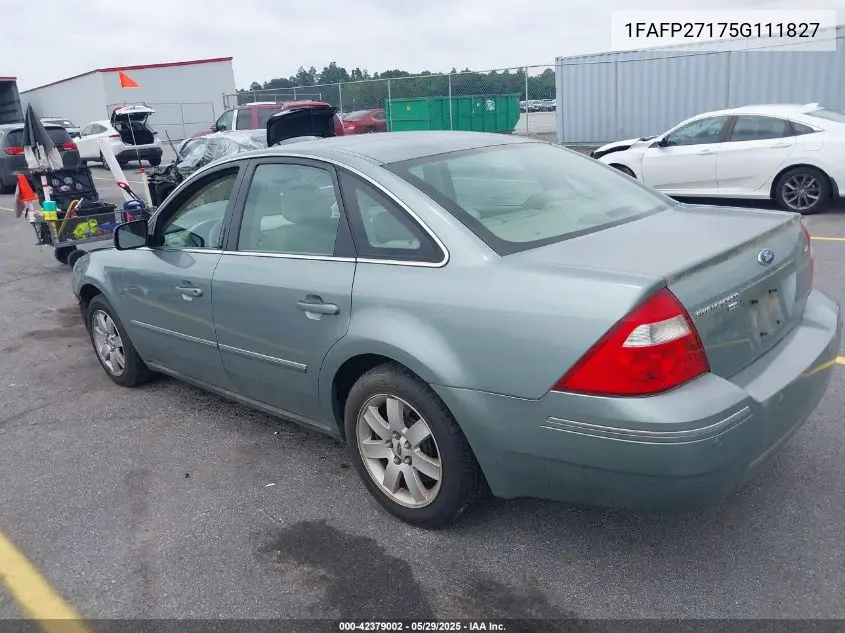 2005 Ford Five Hundred Sel VIN: 1FAFP27175G111827 Lot: 42379002