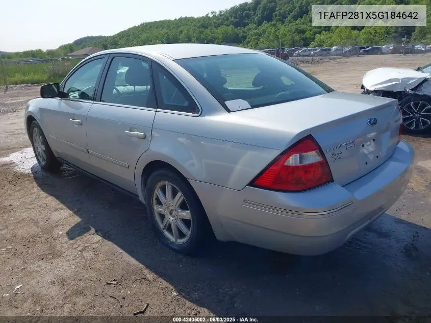 2005 Ford Five Hundred Limited VIN: 1FAFP281X5G184642 Lot: 42405002