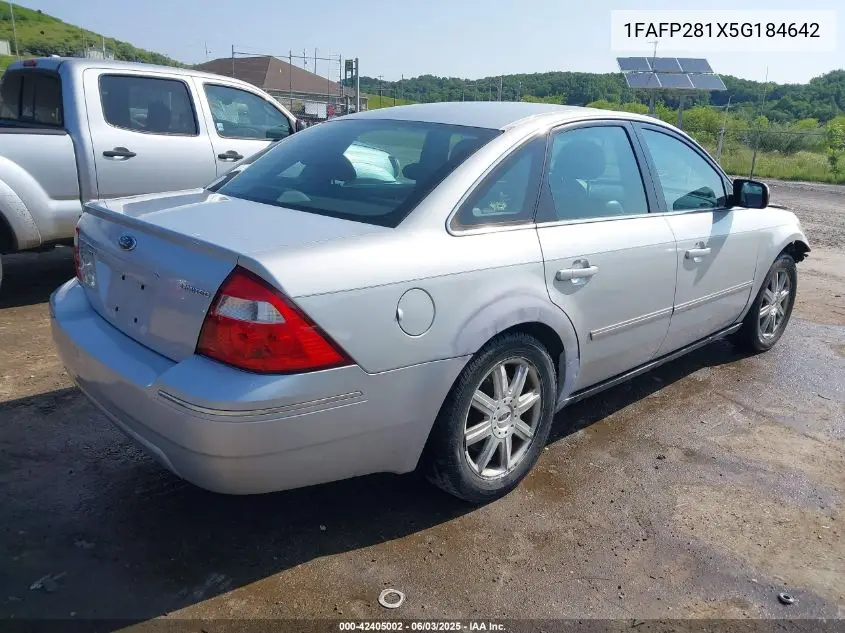 2005 Ford Five Hundred Limited VIN: 1FAFP281X5G184642 Lot: 42405002