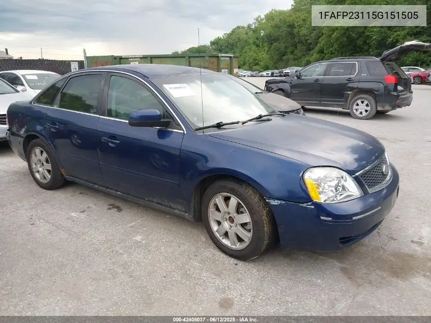 2005 Ford Five Hundred Se VIN: 1FAFP23115G151505 Lot: 42408037