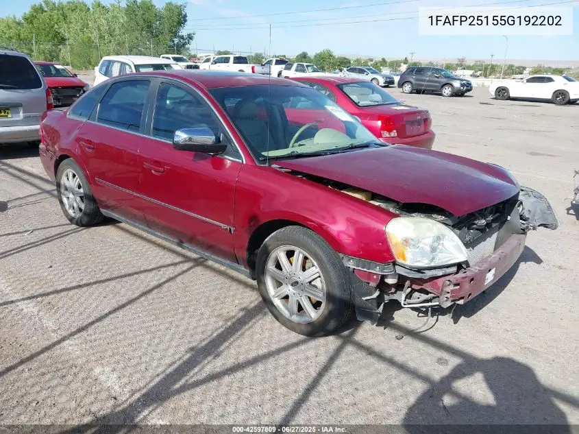 2005 Ford Five Hundred Limited VIN: 1FAFP25155G192202 Lot: 42597809