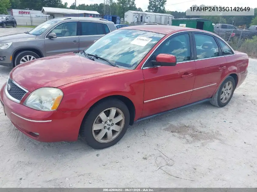 2005 Ford Five Hundred Sel VIN: 1FAHP24135G142649 Lot: 42608253