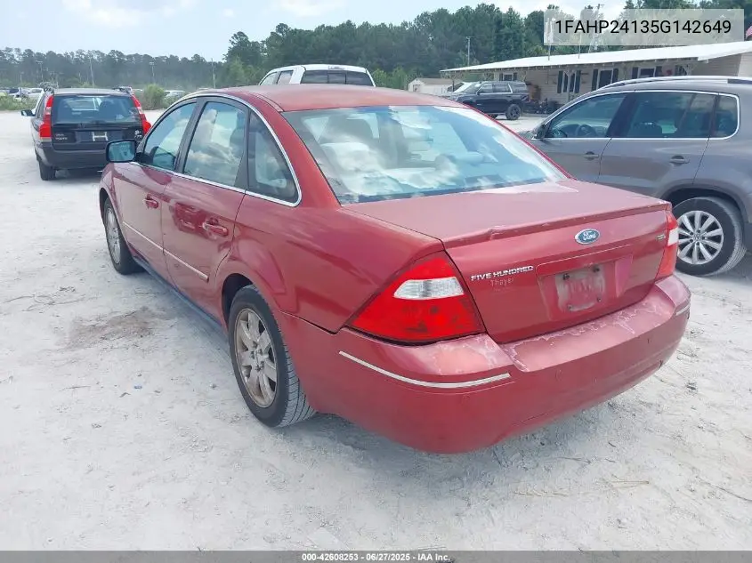 2005 Ford Five Hundred Sel VIN: 1FAHP24135G142649 Lot: 42608253