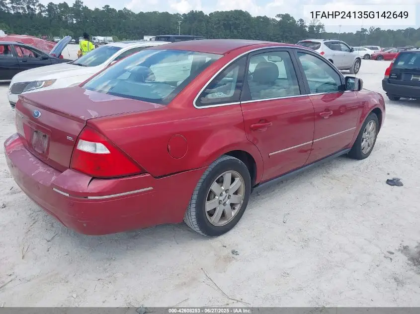 2005 Ford Five Hundred Sel VIN: 1FAHP24135G142649 Lot: 42608253
