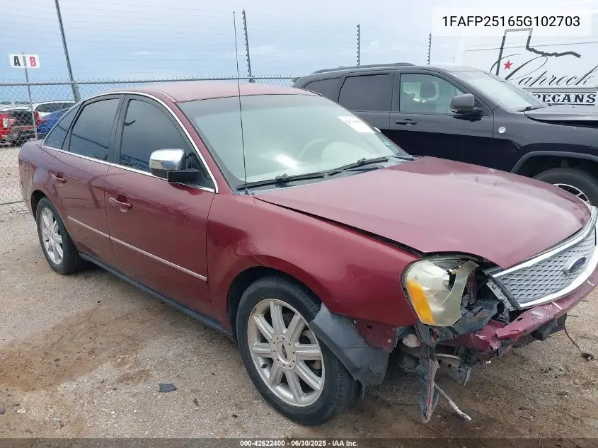 2005 Ford Five Hundred Limited VIN: 1FAFP25165G102703 Lot: 42622400