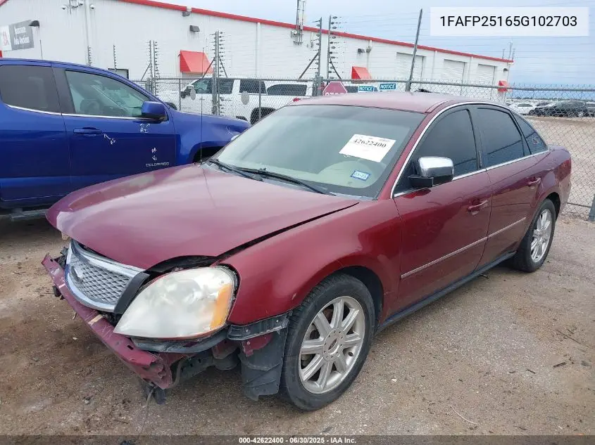 2005 Ford Five Hundred Limited VIN: 1FAFP25165G102703 Lot: 42622400
