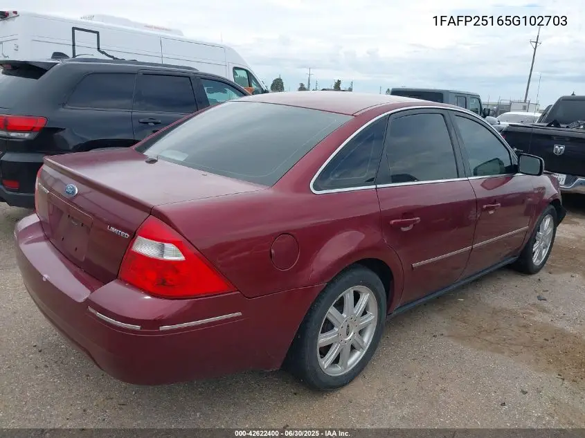 2005 Ford Five Hundred Limited VIN: 1FAFP25165G102703 Lot: 42622400
