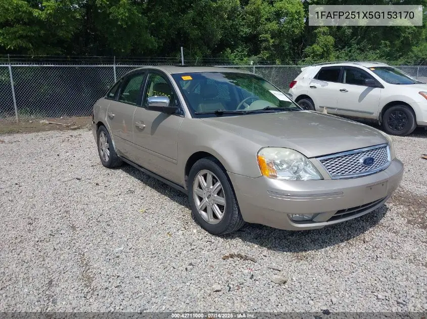 2005 Ford Five Hundred Limited VIN: 1FAFP251X5G153170 Lot: 42711000