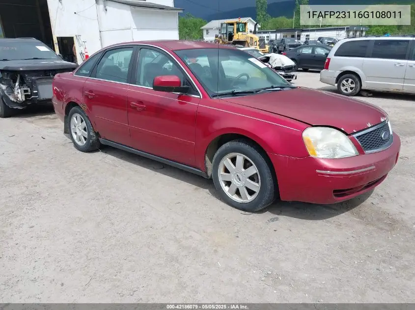 2006 Ford Five Hundred Se VIN: 1FAFP23116G108011 Lot: 42186079