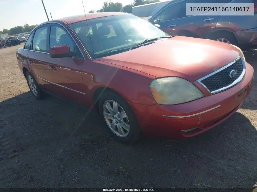 2006 Ford Five Hundred Sel VIN: 1FAFP24116G140617 Lot: 42212023