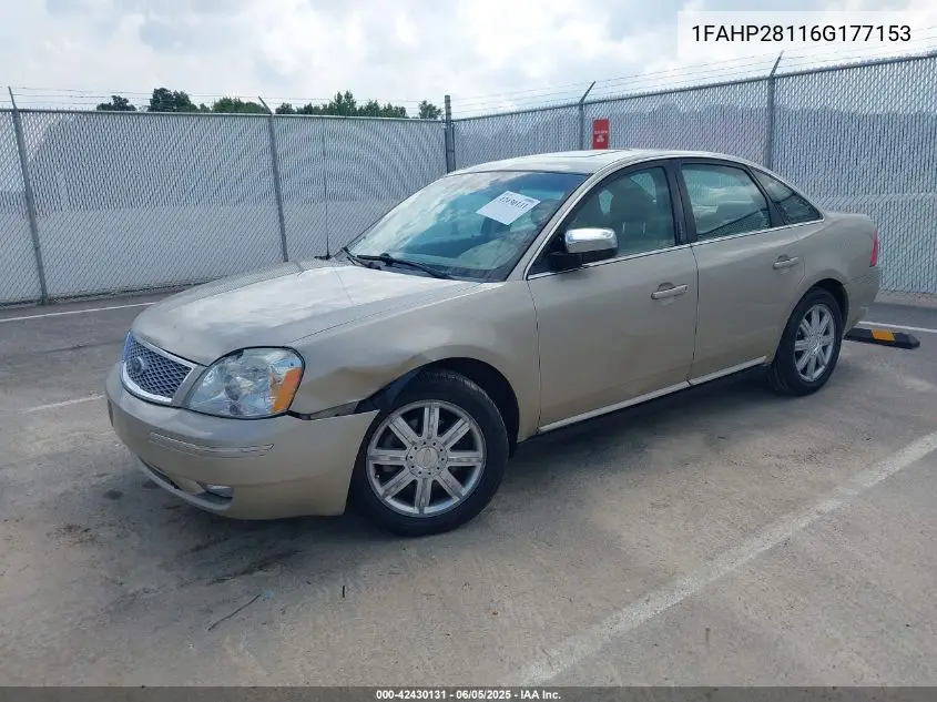 2006 Ford Five Hundred Limited VIN: 1FAHP28116G177153 Lot: 42430131