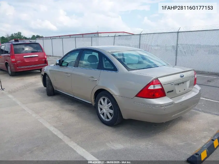 2006 Ford Five Hundred Limited VIN: 1FAHP28116G177153 Lot: 42430131