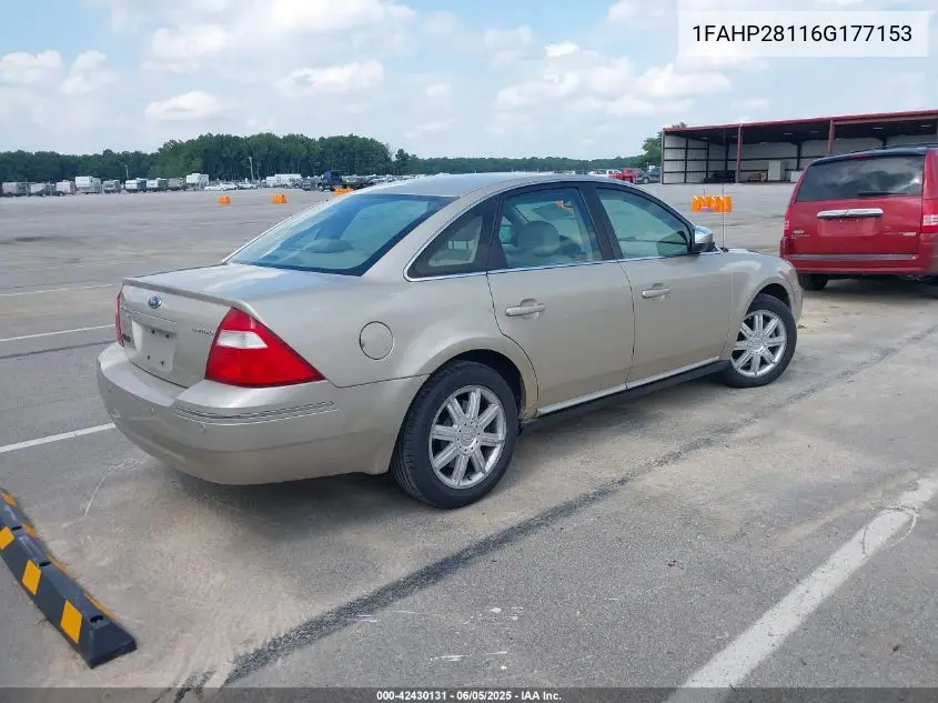 2006 Ford Five Hundred Limited VIN: 1FAHP28116G177153 Lot: 42430131