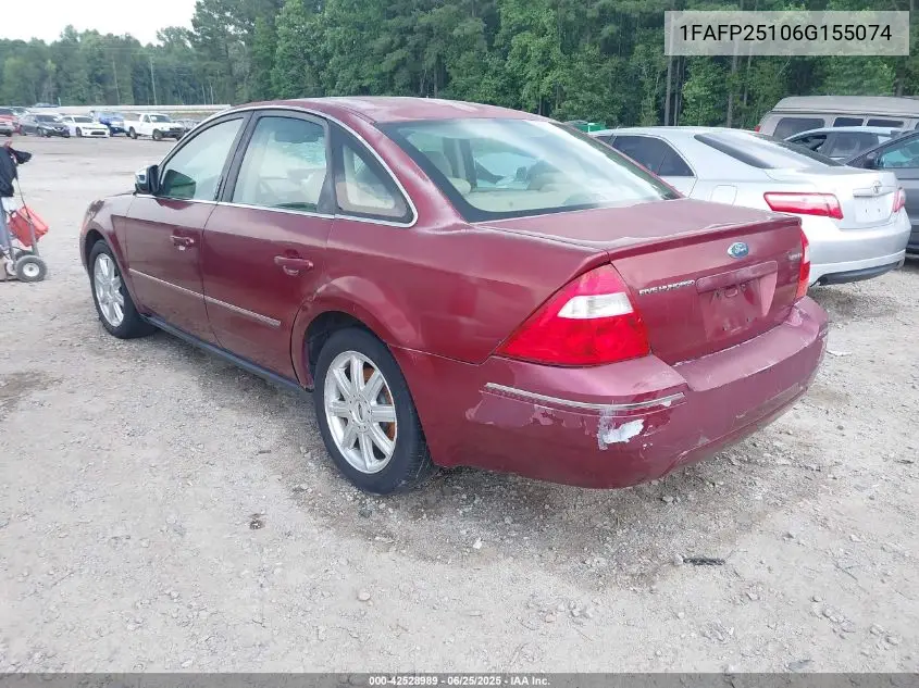 2006 Ford Five Hundred Limited VIN: 1FAFP25106G155074 Lot: 42528989